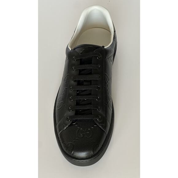 Gucci Men’s GG Embossed Leather Black Sneakers 15.5 US (15 Gucci) 625787 IT NIB - Picture 7 of 16